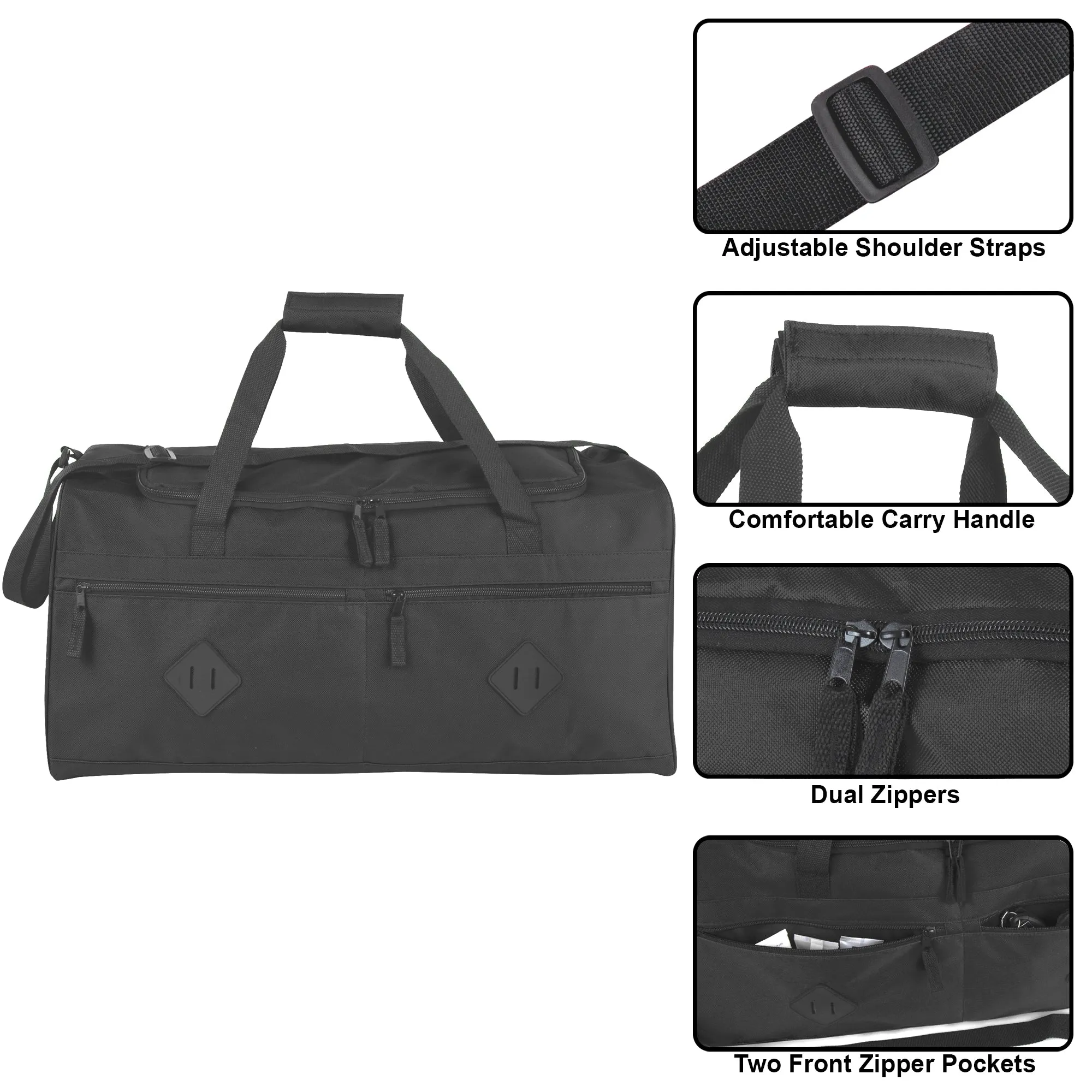 24 Inch Multi Pocket Duffle Bag - Solid Colors