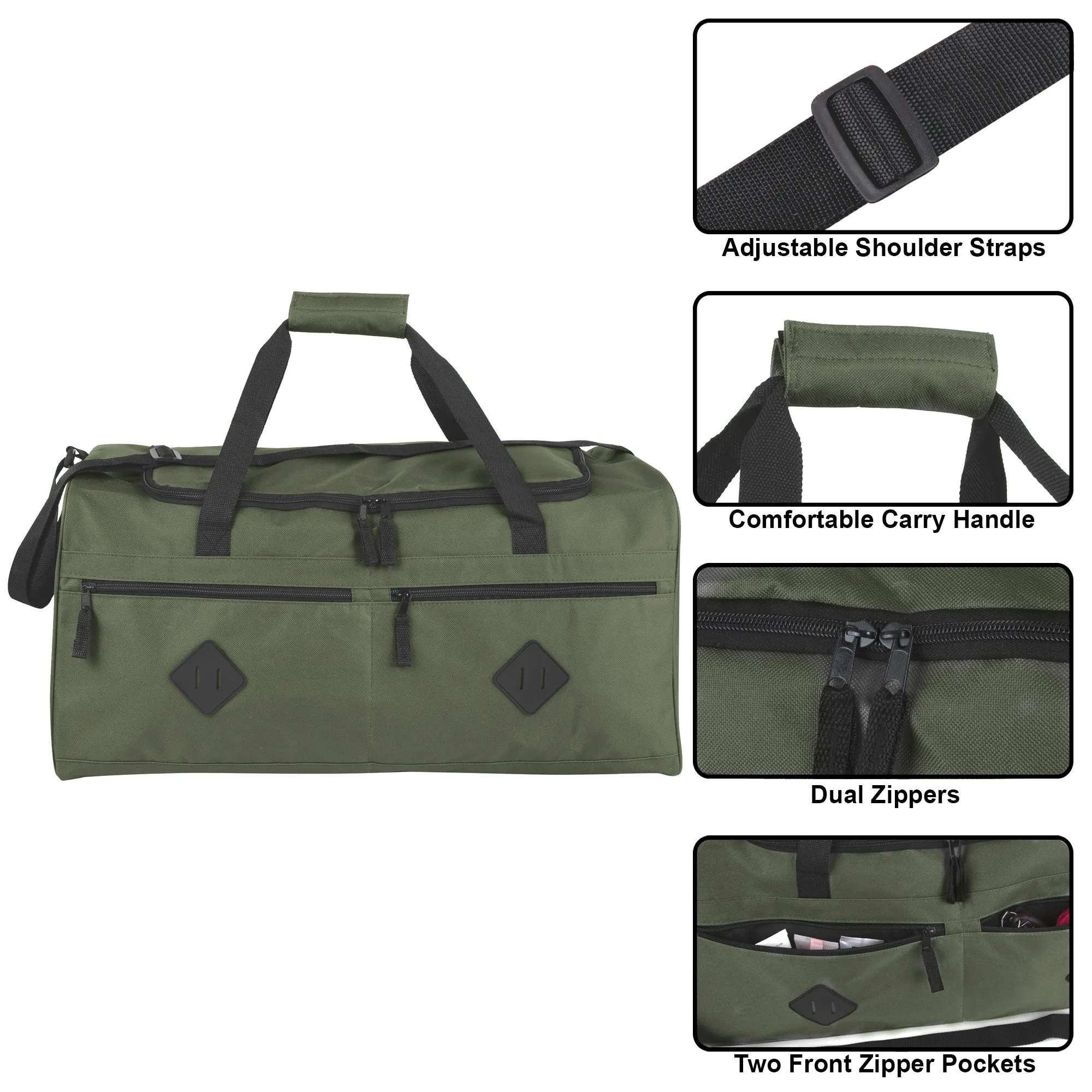 24 Inch Multi Pocket Duffle Bag - Solid Colors