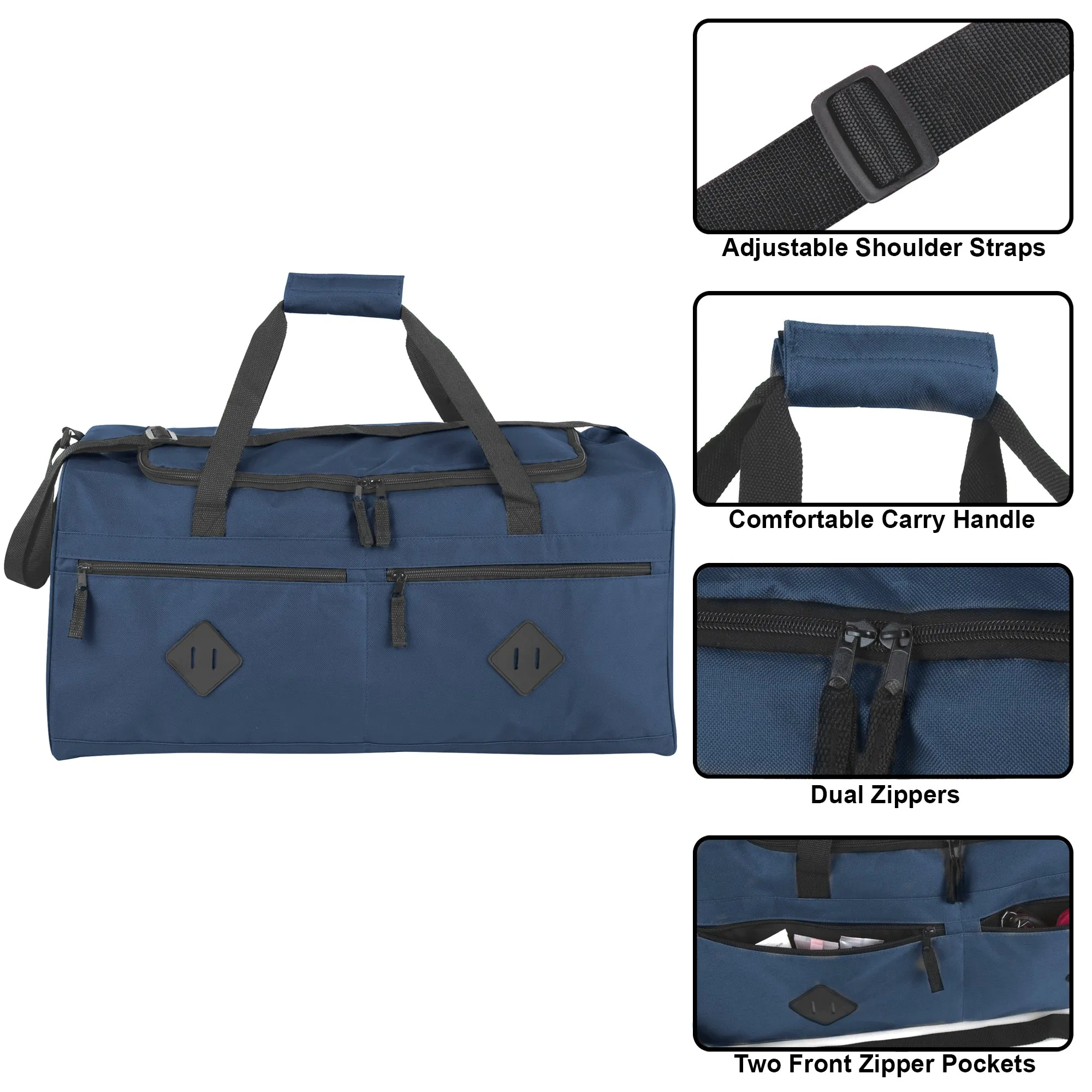 24 Inch Multi Pocket Duffle Bag - Solid Colors