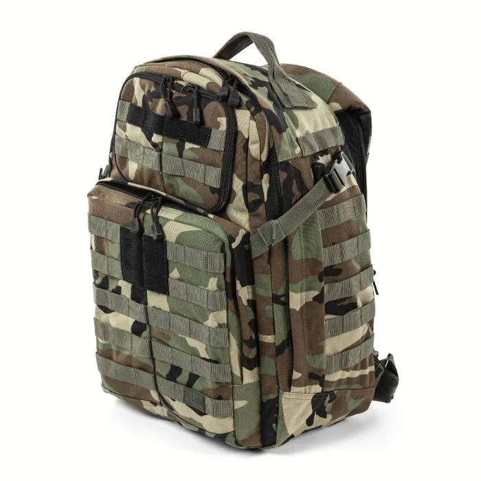 5.11 Woodland Camo RUSH24 2.0 Backpack (with Custom Name Tag)