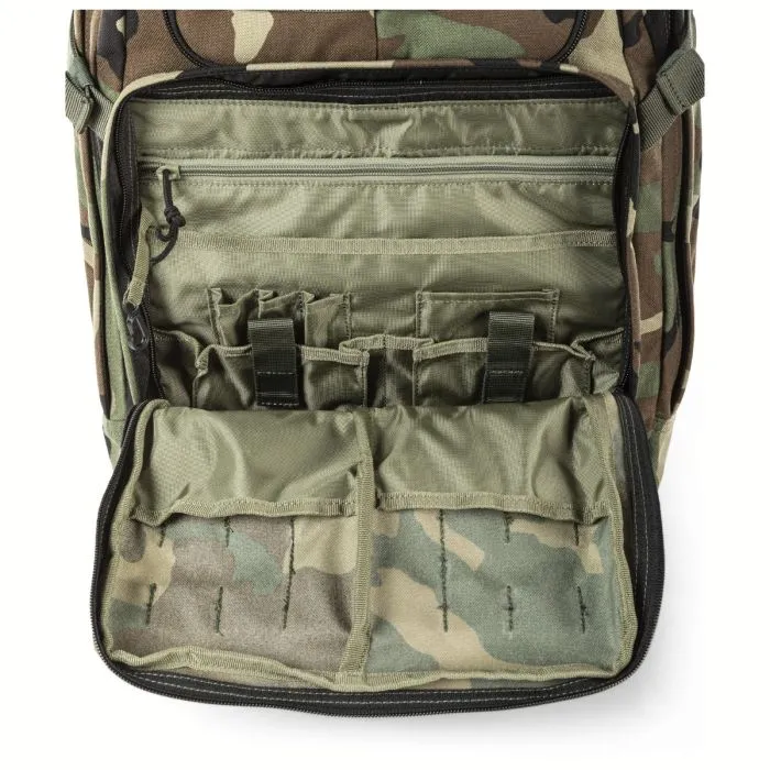 5.11 Woodland Camo RUSH24 2.0 Backpack (with Custom Name Tag)