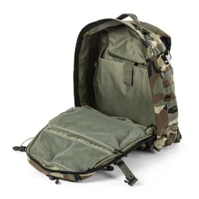 5.11 Woodland Camo RUSH24 2.0 Backpack (with Custom Name Tag)