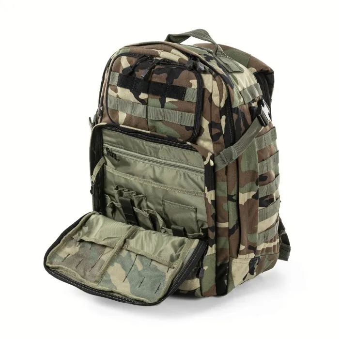 5.11 Woodland Camo RUSH24 2.0 Backpack (with Custom Name Tag)