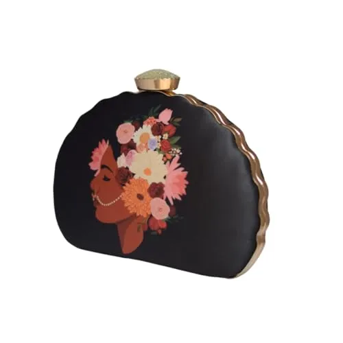 Artklim Black Girl And Flower Printed Clutch