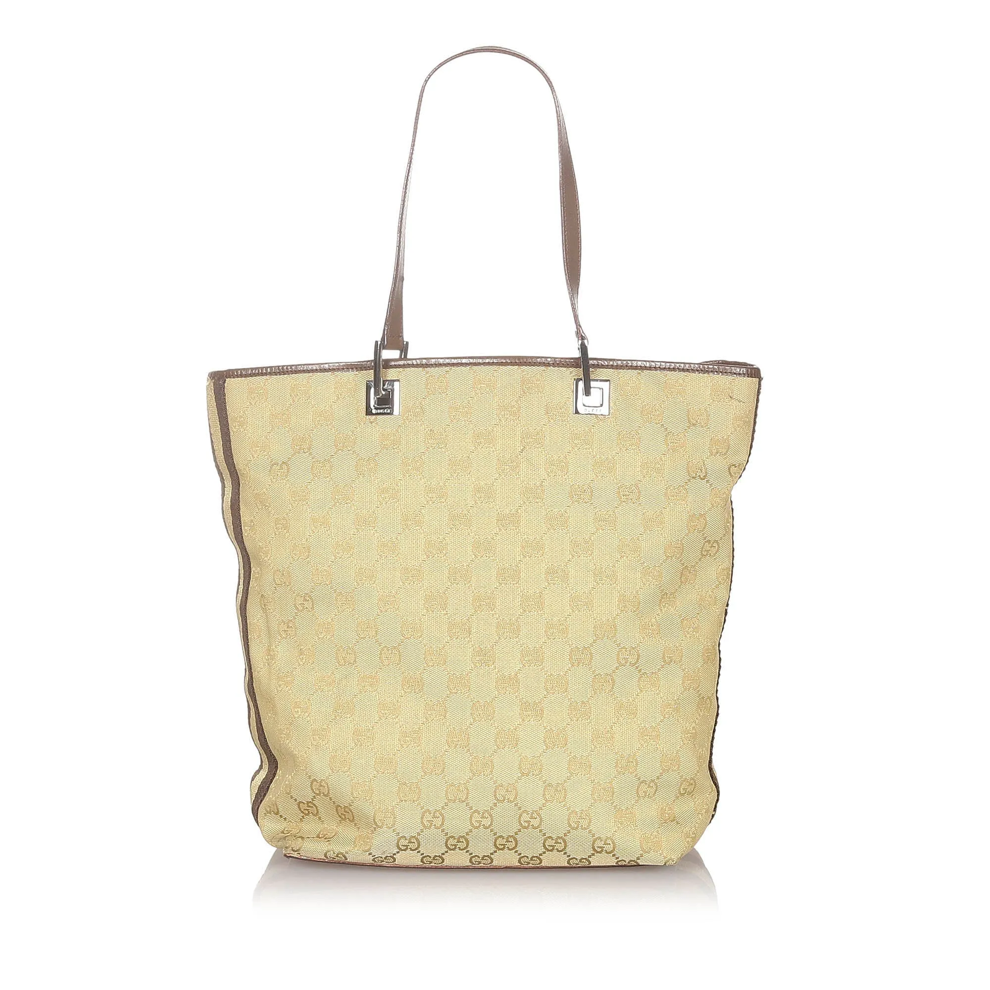 Beige Gucci GG Canvas Web Tote Bag