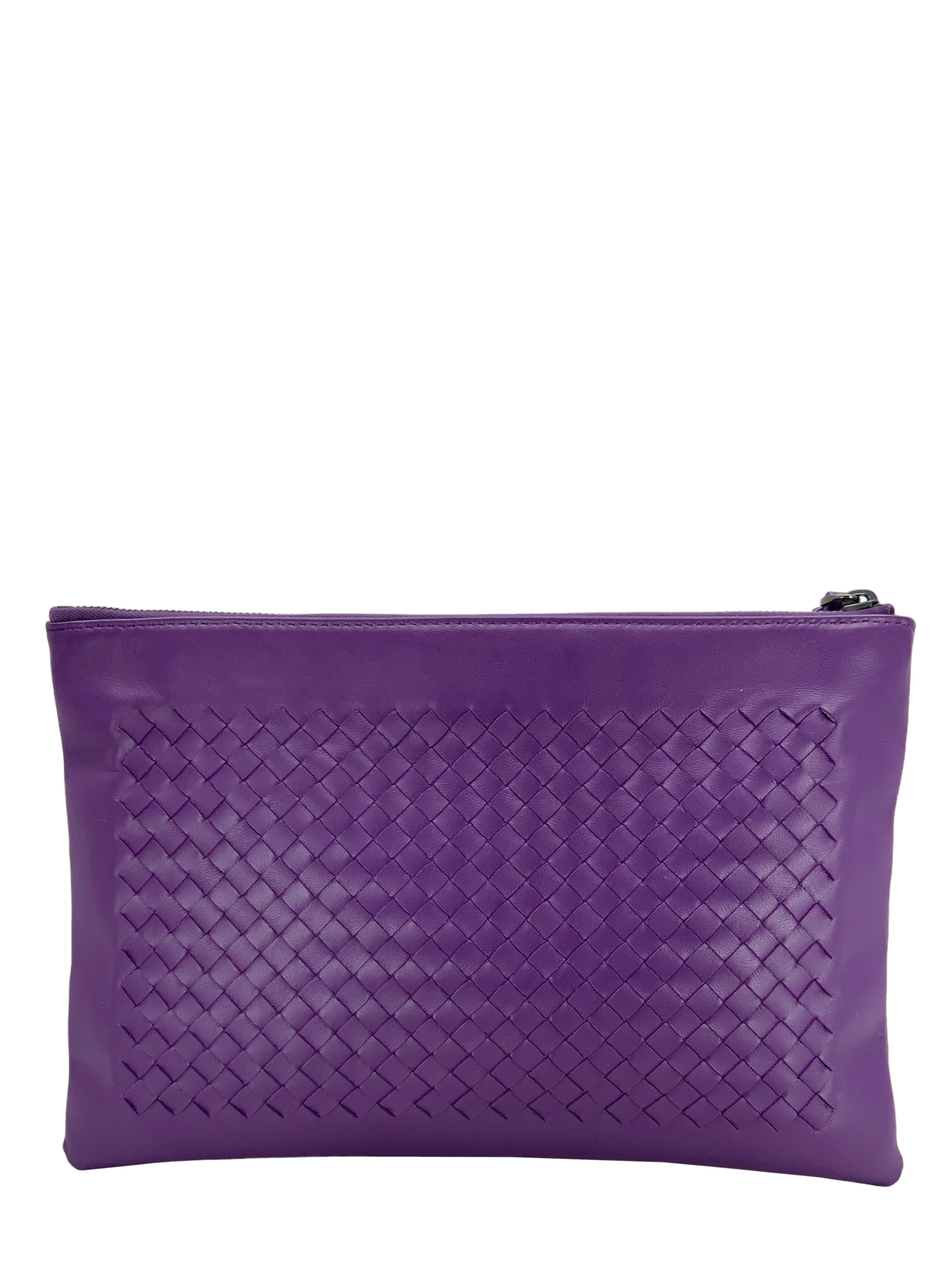 Bottega Veneta Intrecciato Lambskin Pouch Clutch Bag