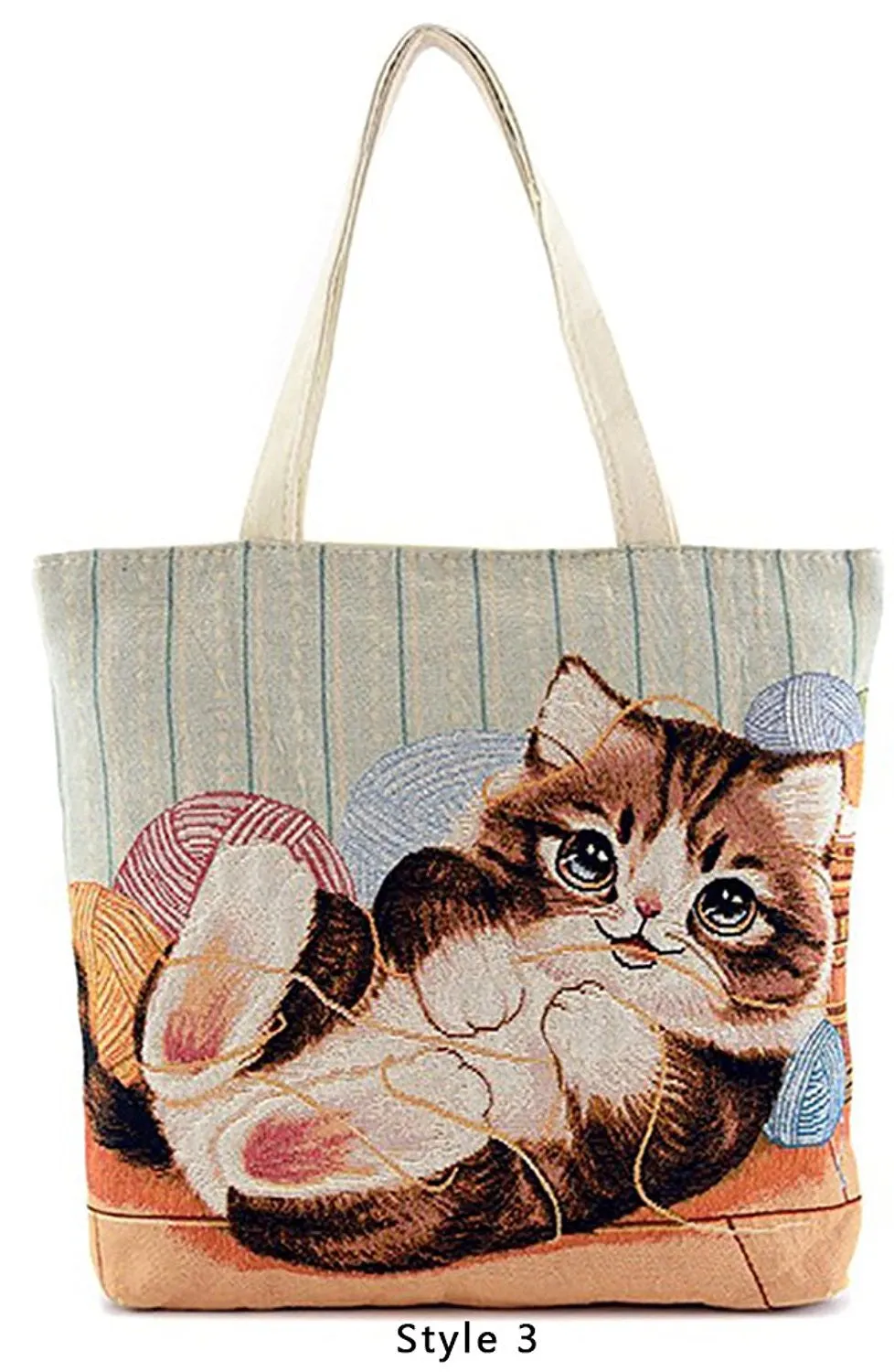 Cats & Kittens Cute Oversize Canvas Tote Bag Purse