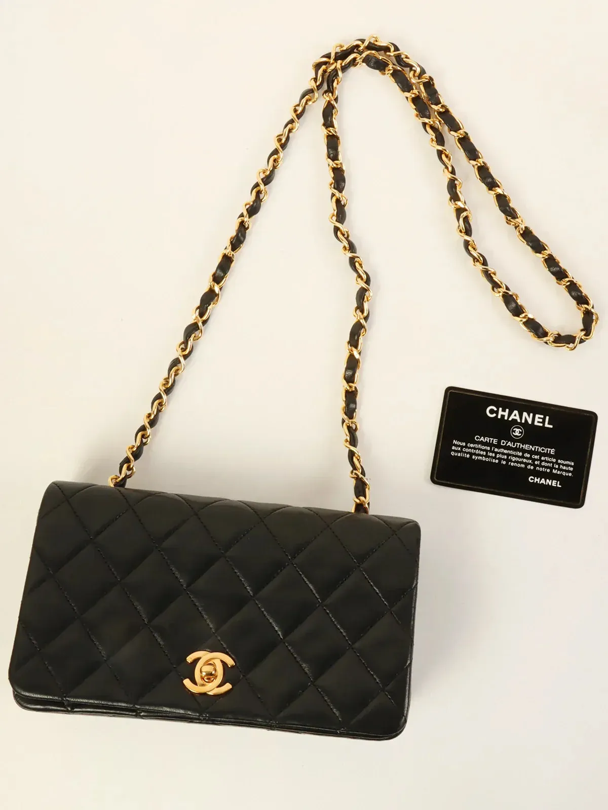 CHANEL Around 1991 Made Full Flap Chain Bag Mini Black