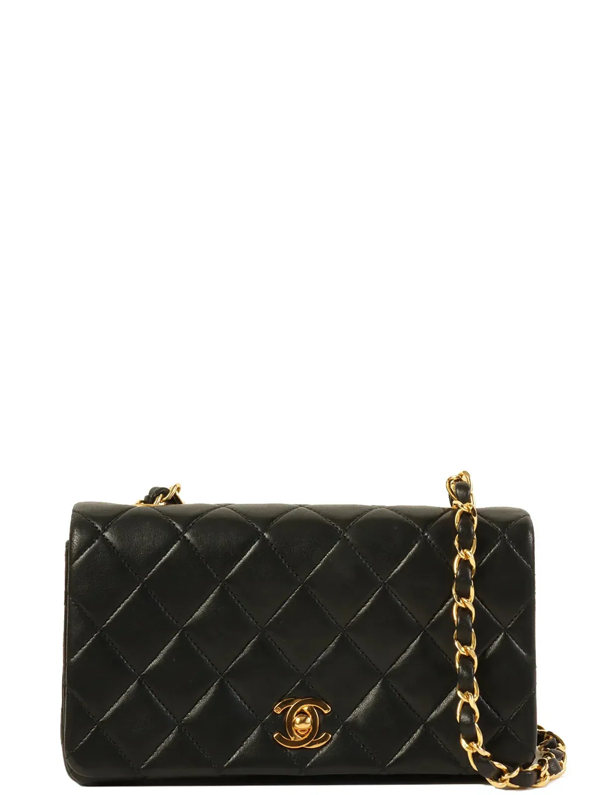 CHANEL Around 1991 Made Full Flap Chain Bag Mini Black