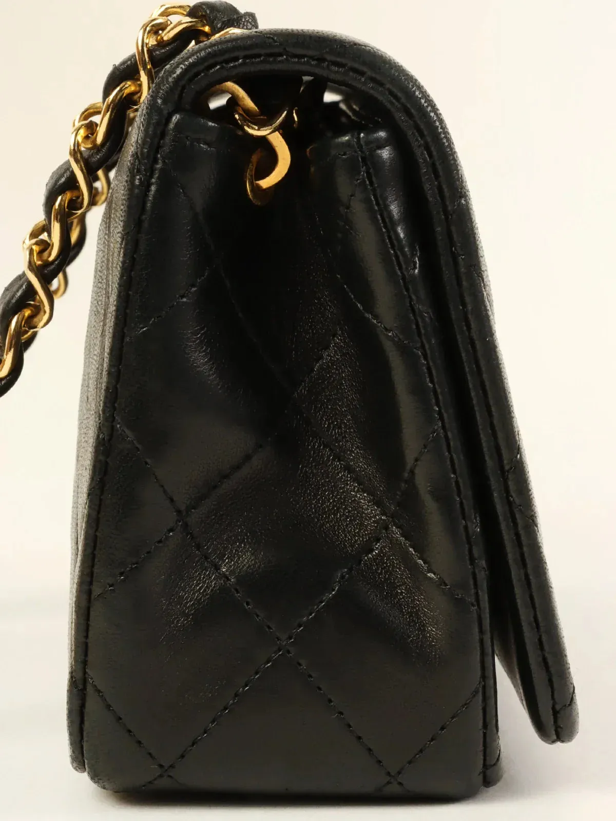 CHANEL Around 1991 Made Full Flap Chain Bag Mini Black