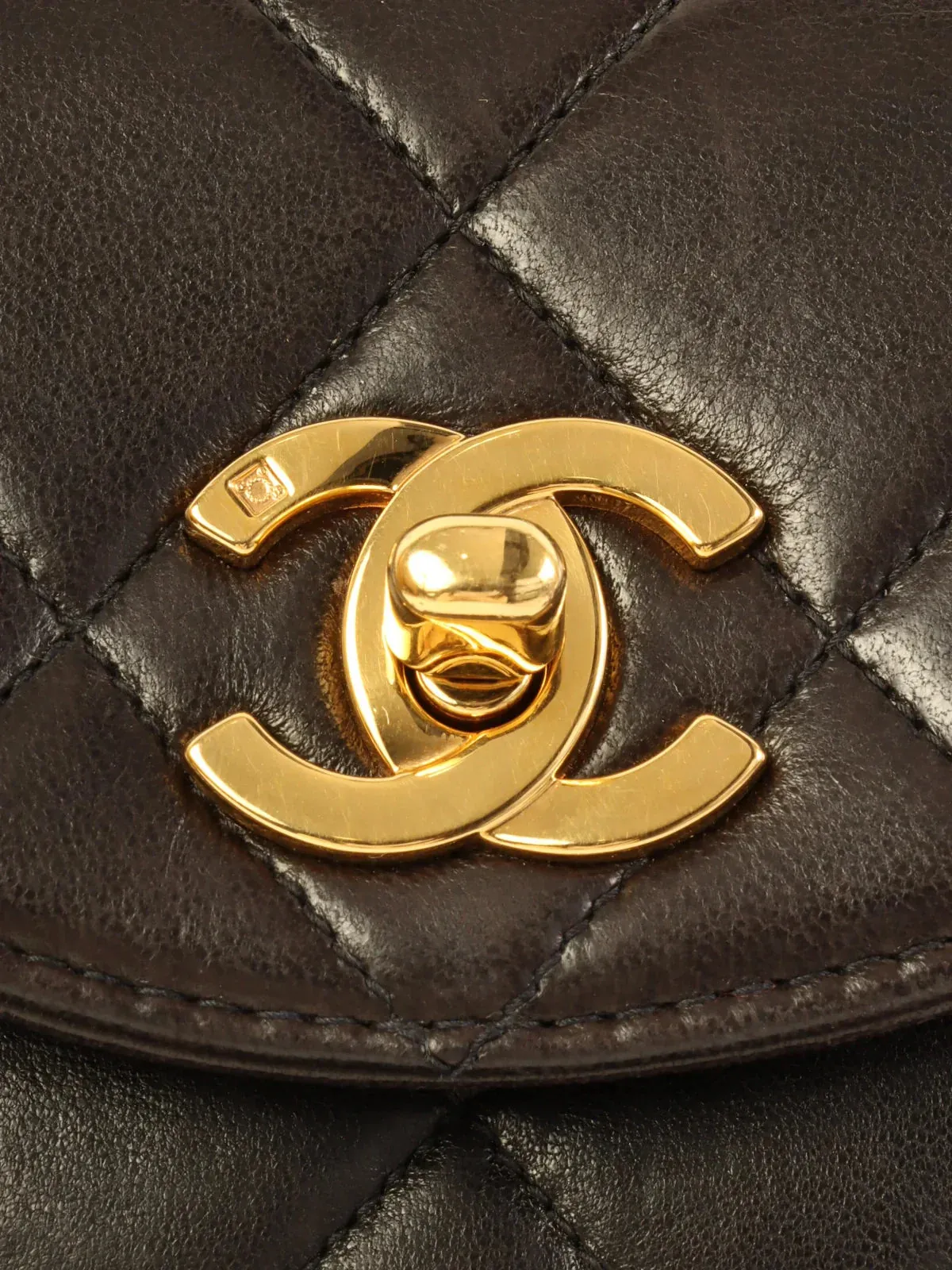 CHANEL Around 1995 Made Double Turn-Lock Backpack Mini Black