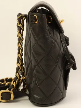 CHANEL Around 1995 Made Double Turn-Lock Backpack Mini Black