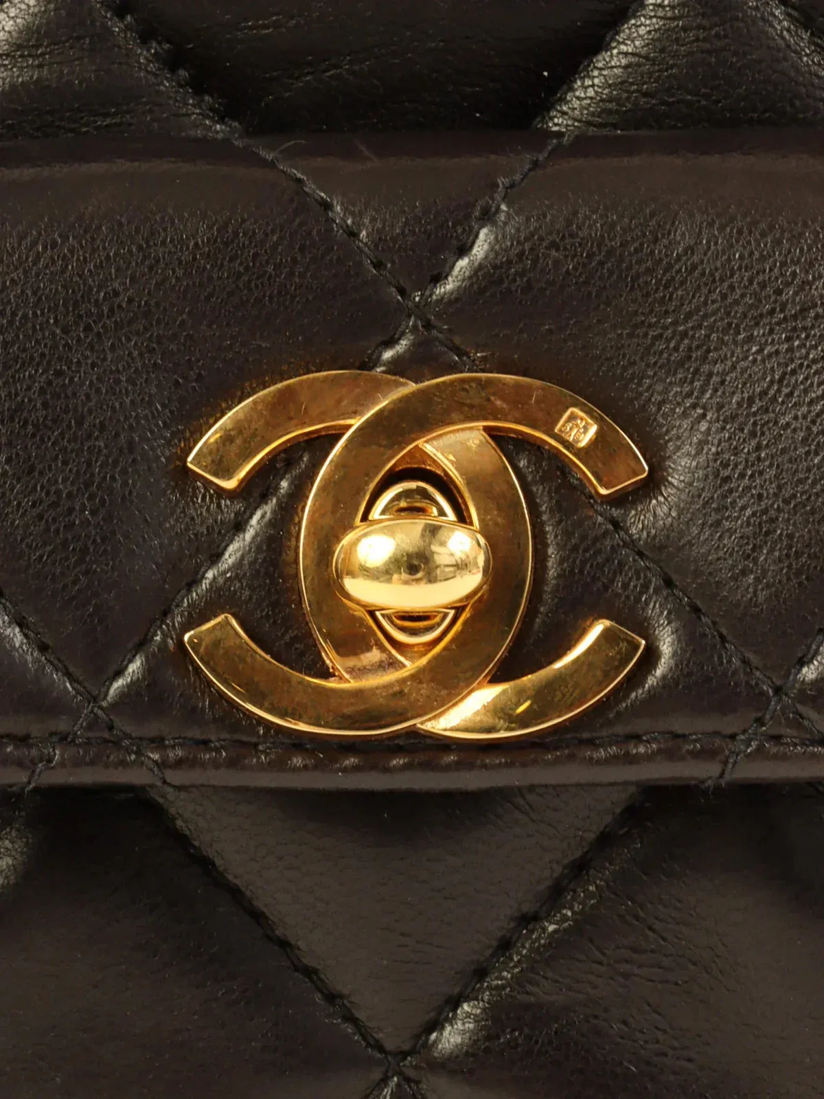 CHANEL Around 1995 Made Double Turn-Lock Backpack Mini Black