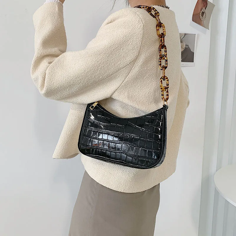 Crocodile Pattern Shoulder Bag Fashion Ladies 2022