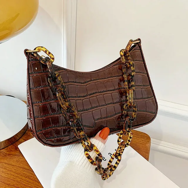 Crocodile Pattern Shoulder Bag Fashion Ladies 2022