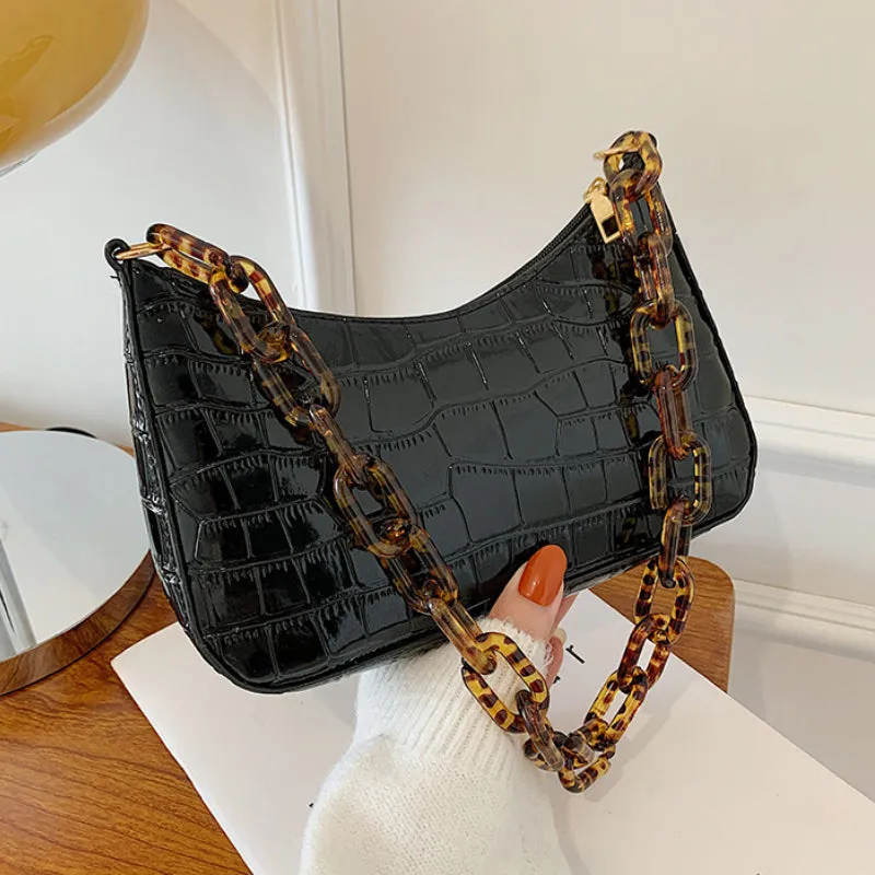 Crocodile Pattern Shoulder Bag Fashion Ladies 2022