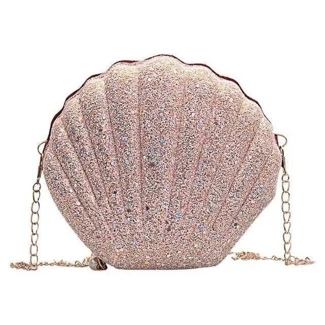 Cute Sequins Small Shell Bag Glitter Shoulder Bag Phone Money Pouch Chain Crossbody Bags for Women