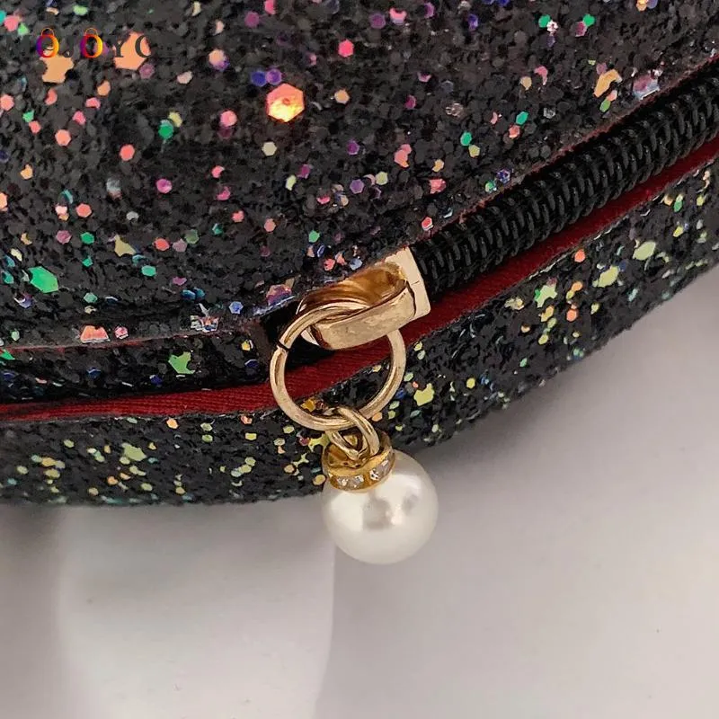 Cute Sequins Small Shell Bag Glitter Shoulder Bag Phone Money Pouch Chain Crossbody Bags for Women