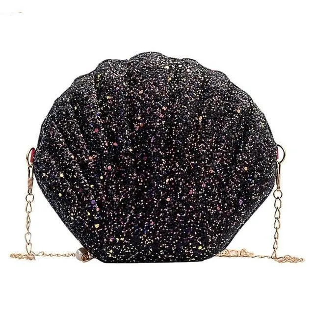 Cute Sequins Small Shell Bag Glitter Shoulder Bag Phone Money Pouch Chain Crossbody Bags for Women