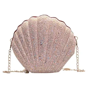 Cute Sequins Small Shell Bag Glitter Shoulder Bag Phone Money Pouch Chain Crossbody Bags for Women