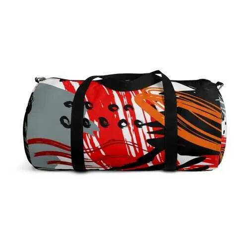 Duffel Bags, Black Red And Gray Abstract Style Bag