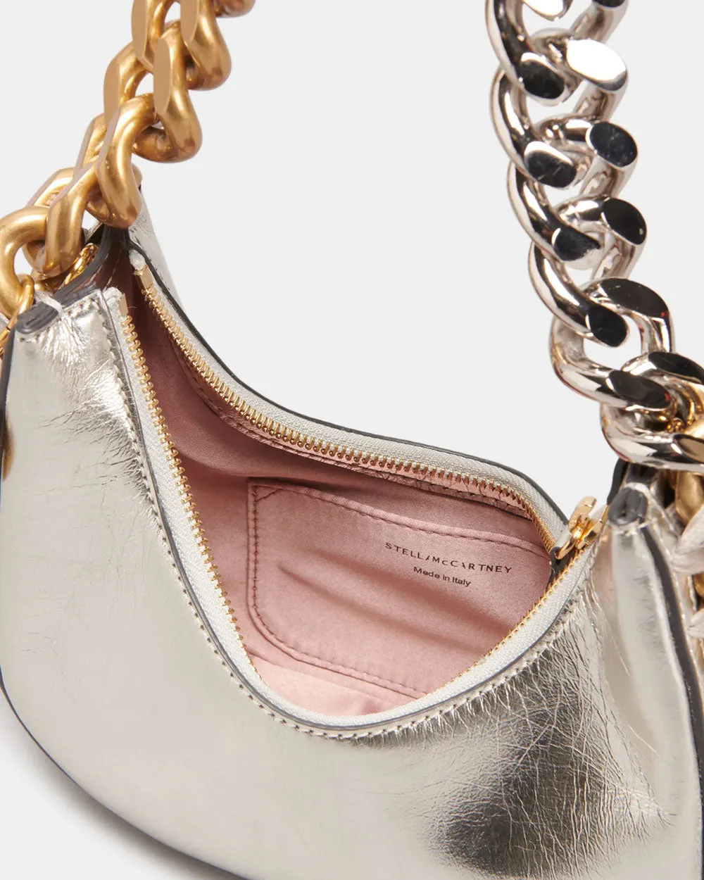 Eco Metallic Chain Shoulder Bag in Platinum