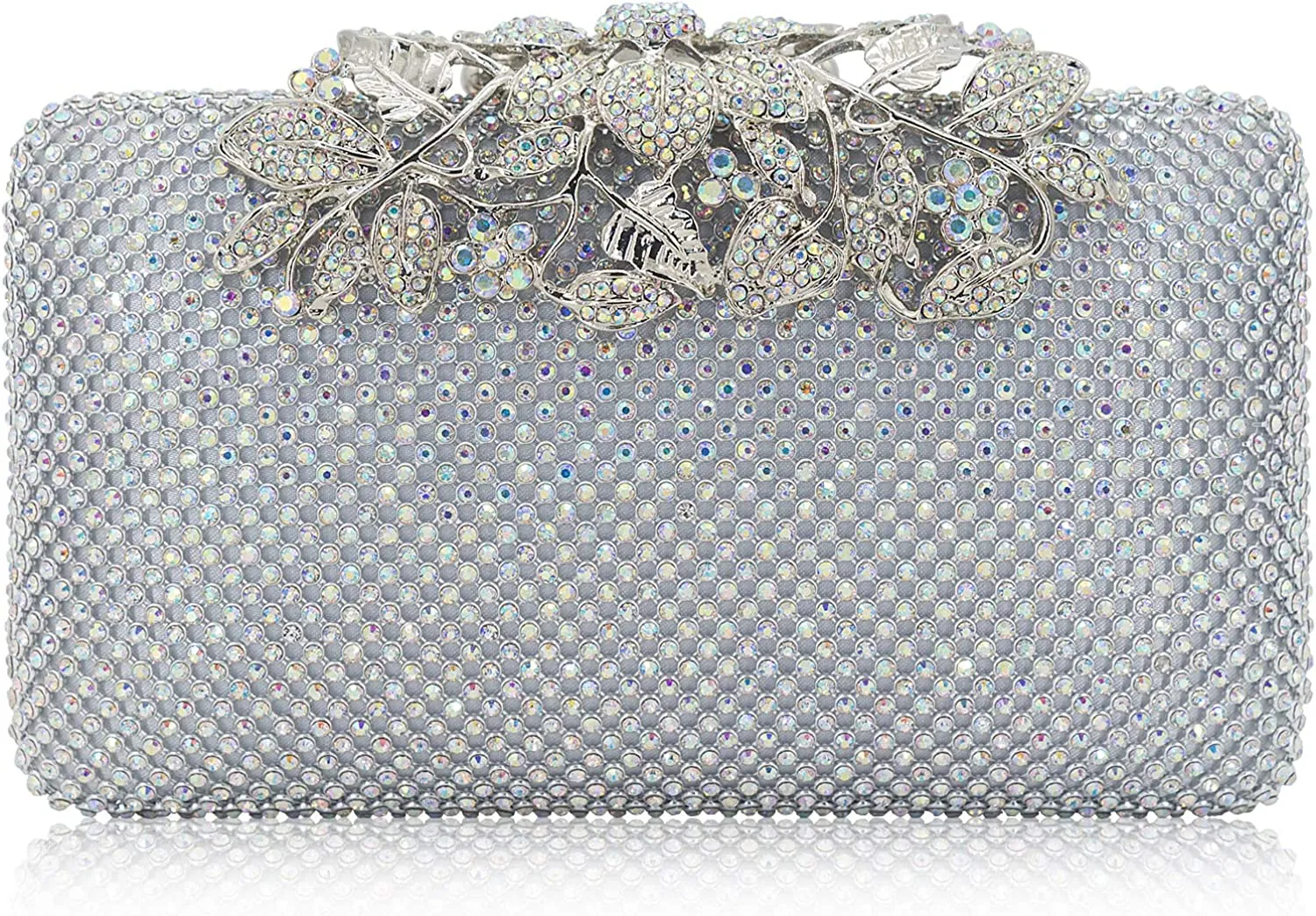 Evening Bag with Flower Closure Rhinestone Crystal