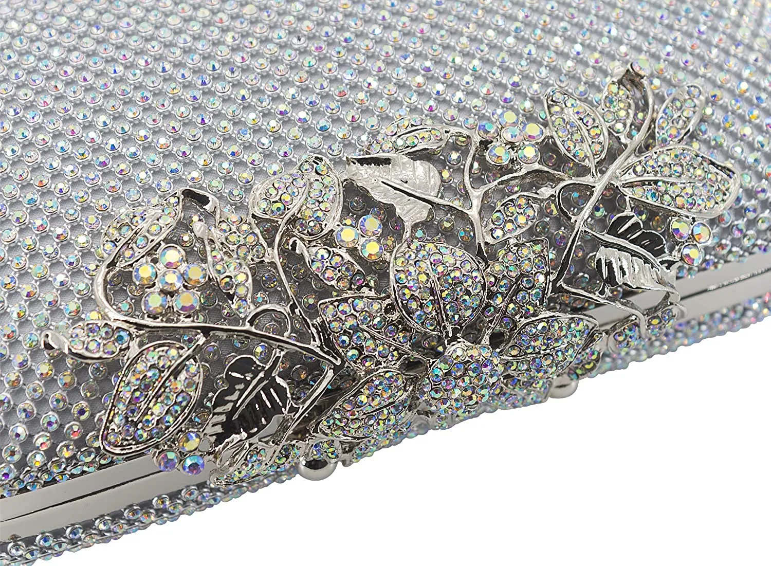 Evening Bag with Flower Closure Rhinestone Crystal