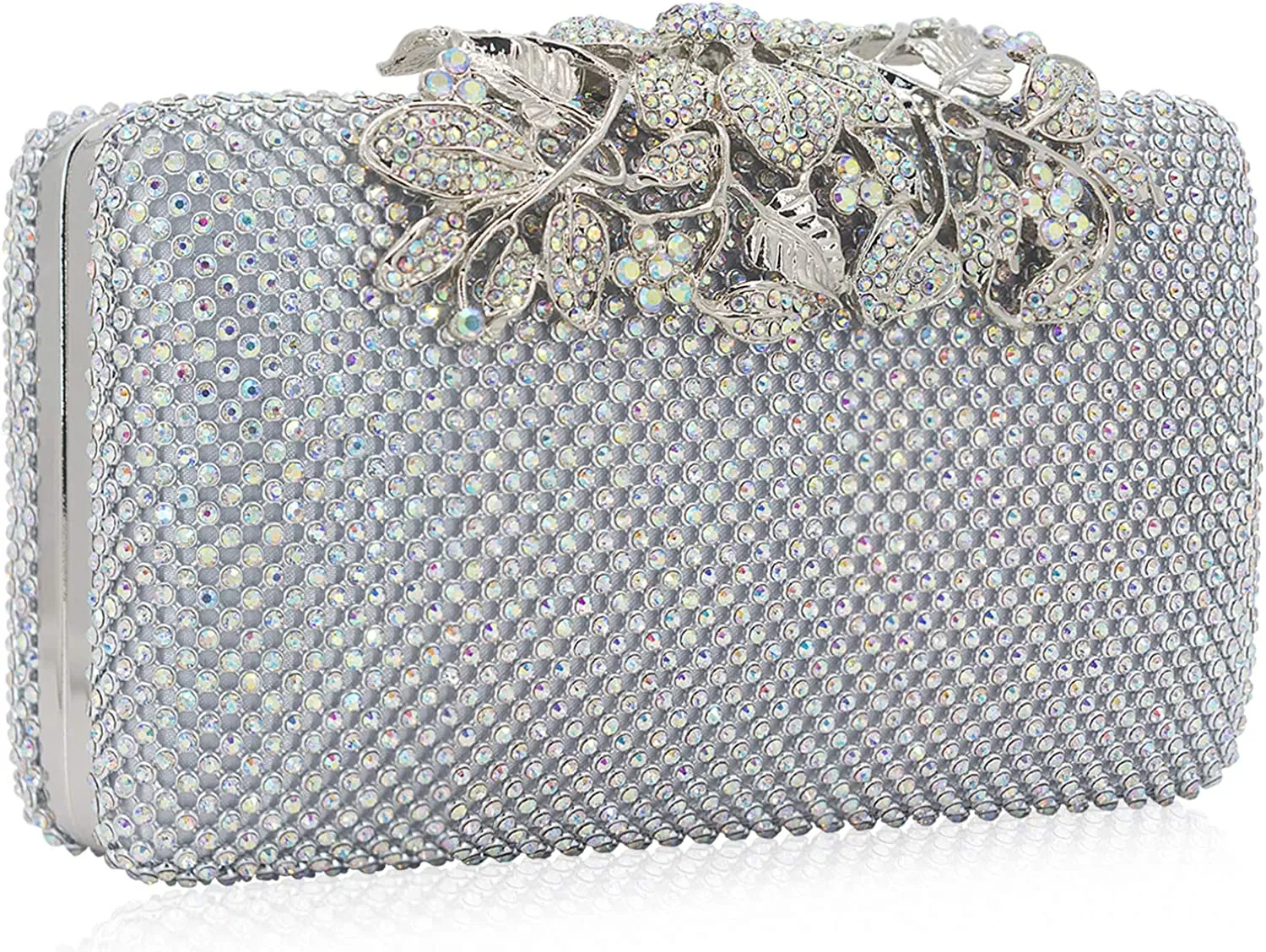 Evening Bag with Flower Closure Rhinestone Crystal