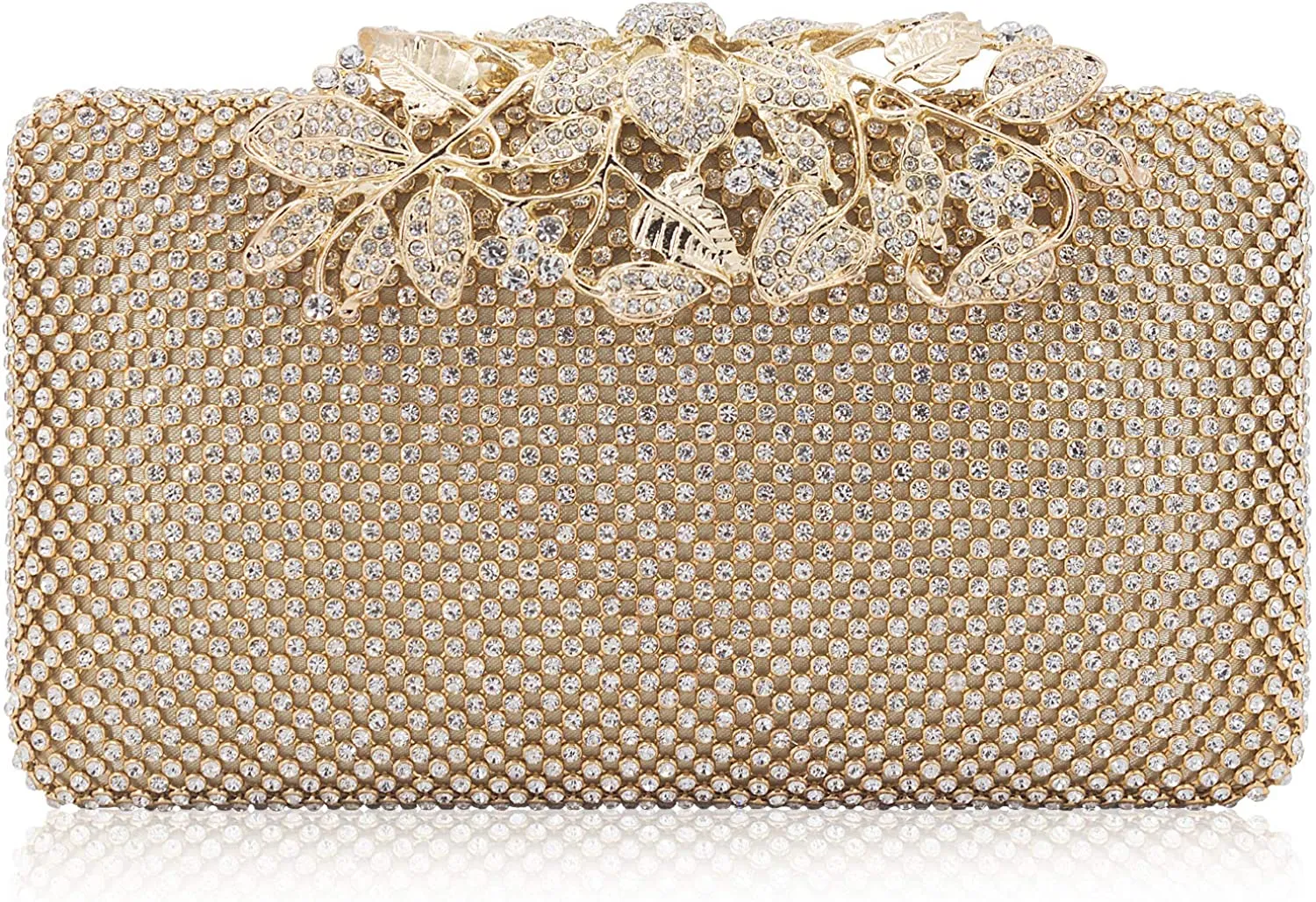 Evening Bag with Flower Closure Rhinestone Crystal