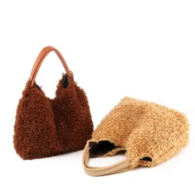 Fashionable Casual Women's Plush Handbag With Large Capacity