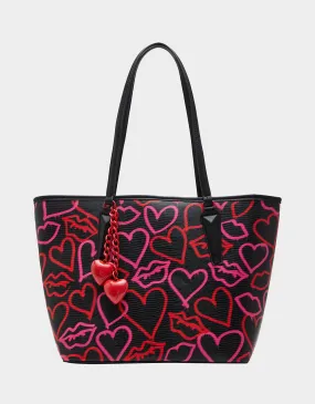 GRAFFITI HEART TOTE BLACK MULTI