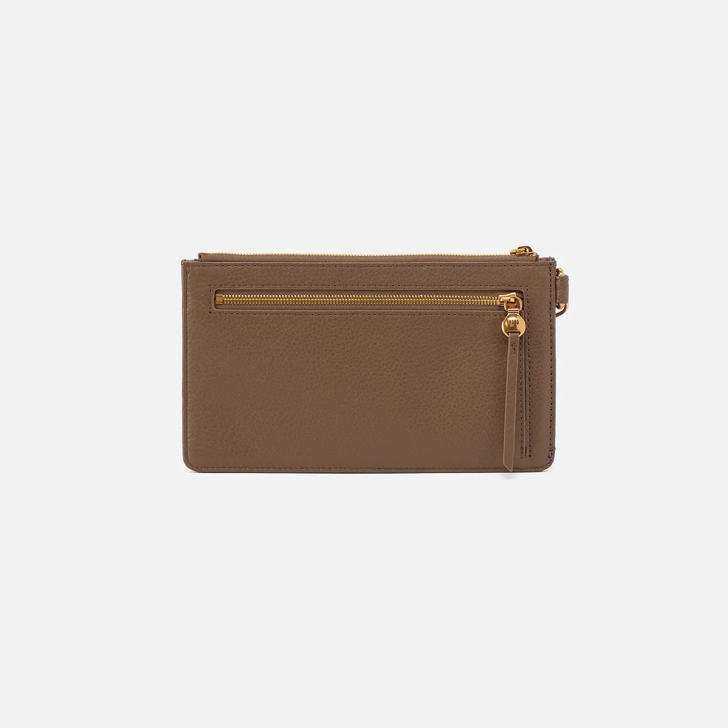 Hart Wristlet In Pebbled Leather - Dark Elm