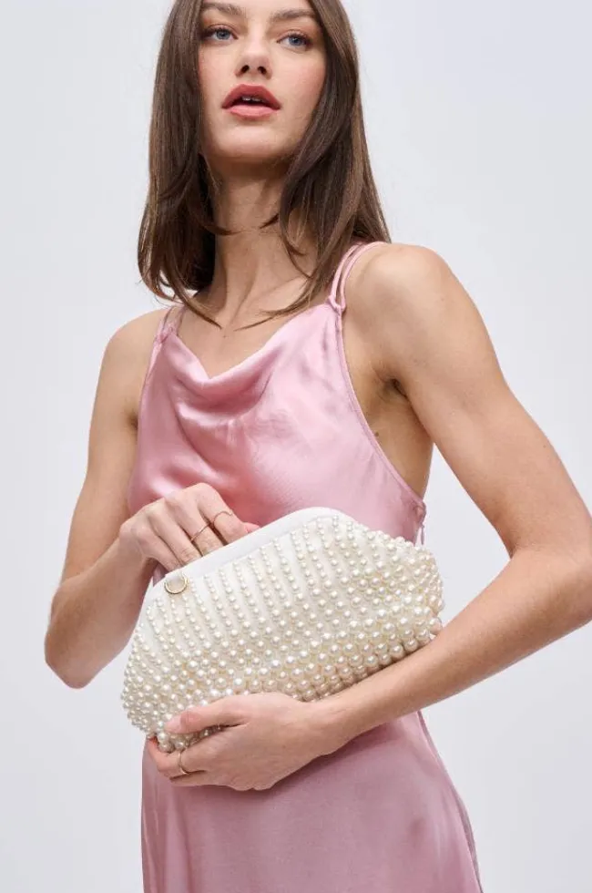 Ivory Beaded Clutch