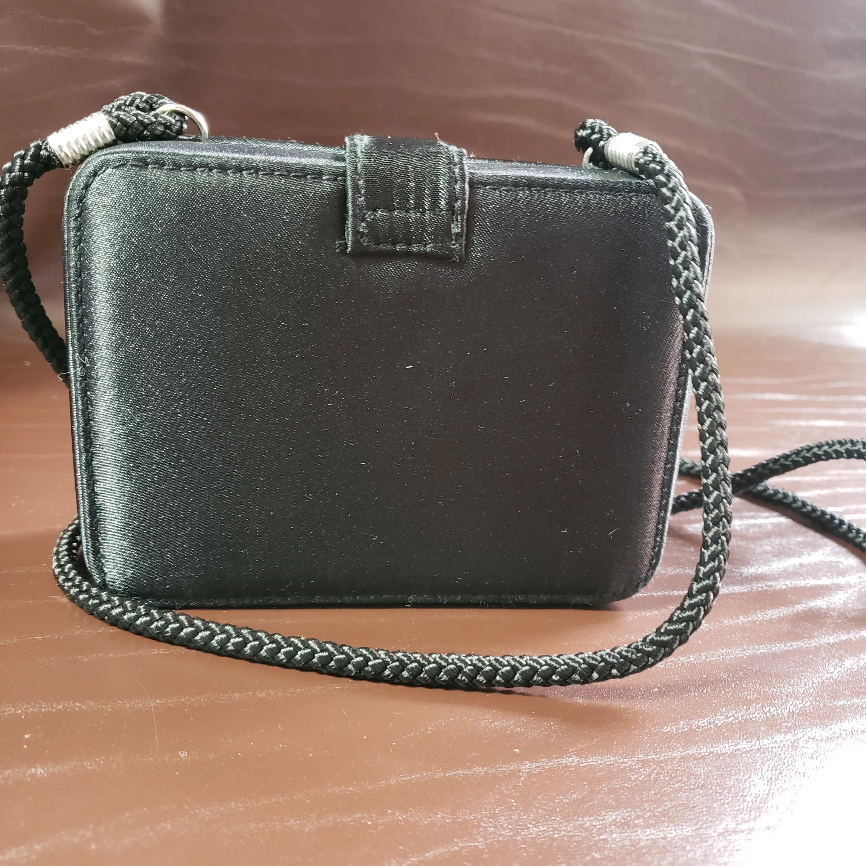 Jessica Mcclintock Black Square Mini Crossbody Evening Bag