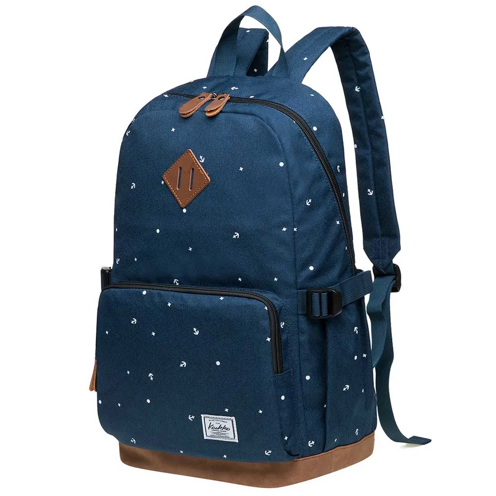 KAUKKO Elegant College School Backpack Women Daypacks, K1005-3 ( Blue / 17L )