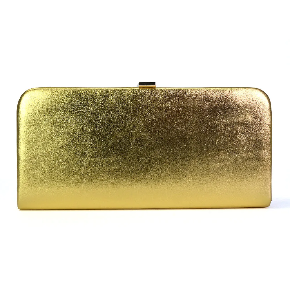 Kennedi Metallic Clutch Evening Party Purse Bag in Gold