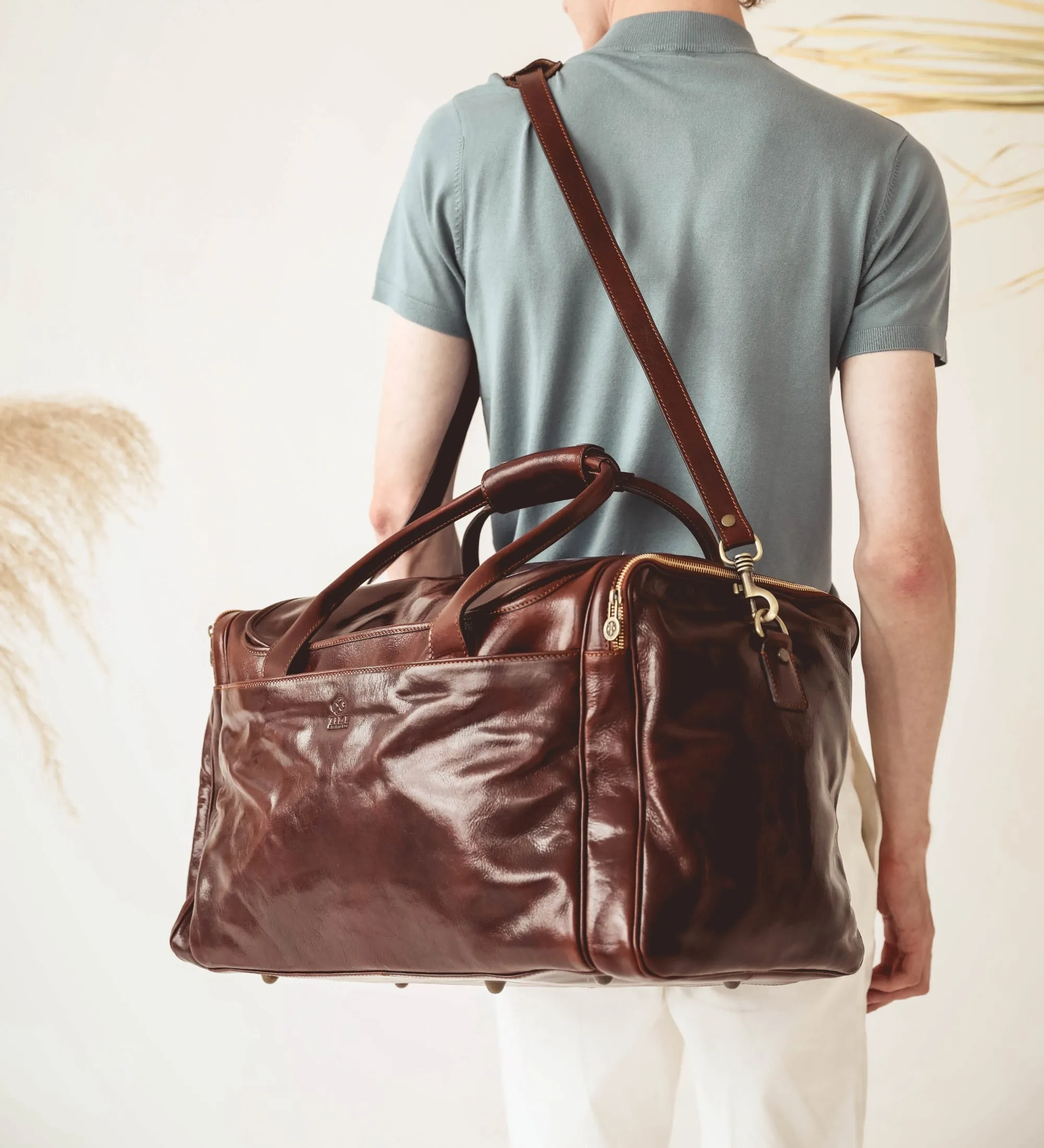 Large Italian Leather Duffel Bag - The Hitchhikers Guide to the Galaxy