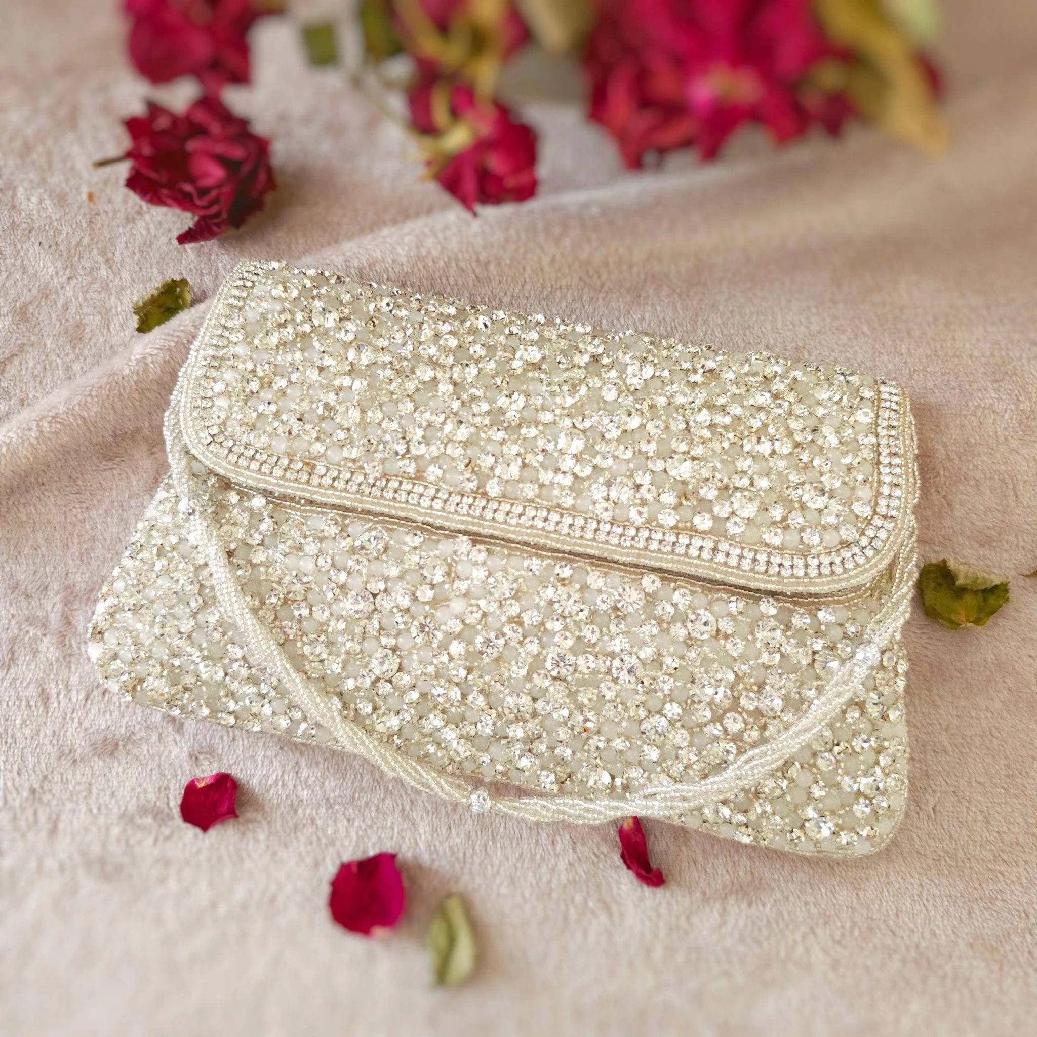 Luna Bridal Clutch Silver White