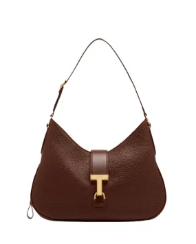 Medium Tara Crazy Grain Leather Bag in Saddle Brown