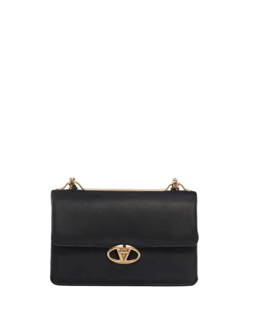 Medium VLock Logo Shoulder Bag in Nero