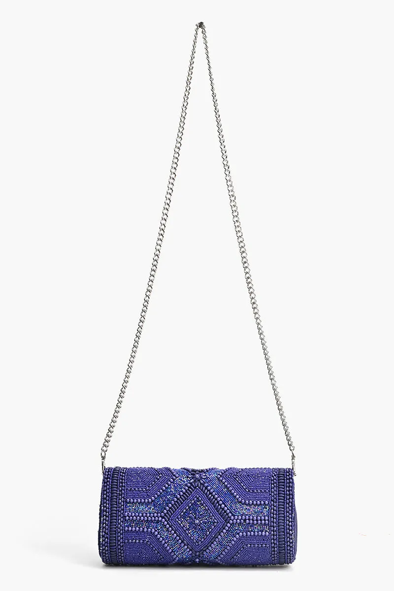 Midnight Sapphire Starlight Evening Clutch