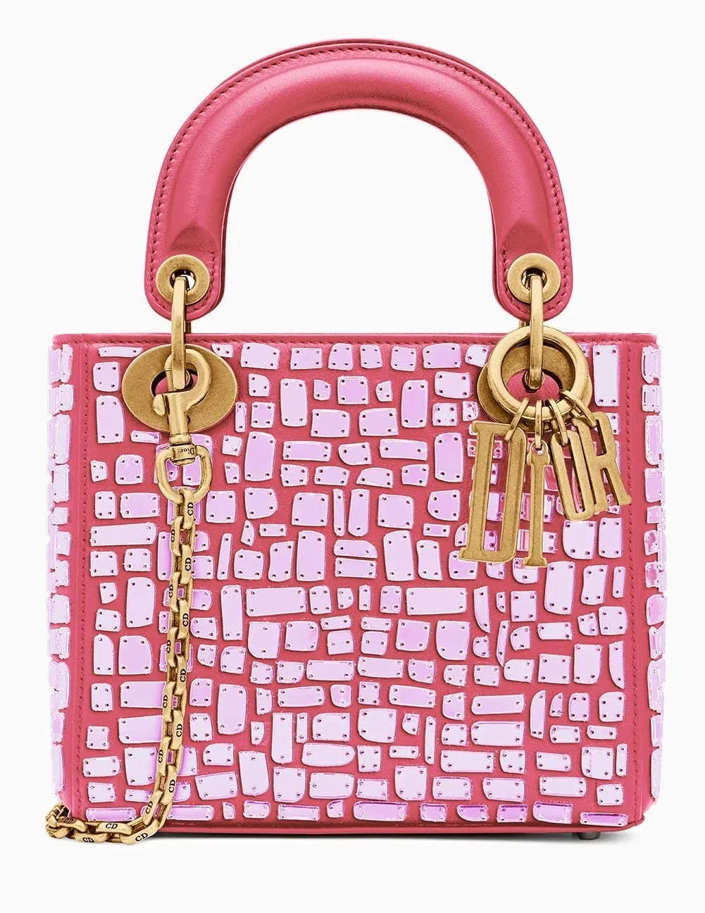 Mini Lady Mosaic Bag with Chain - Blue or Pink