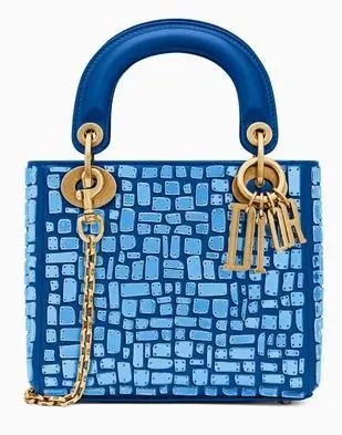 Mini Lady Mosaic Bag with Chain - Blue or Pink