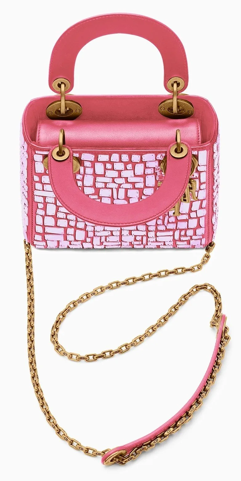 Mini Lady Mosaic Bag with Chain - Blue or Pink