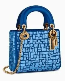 Mini Lady Mosaic Bag with Chain - Blue or Pink