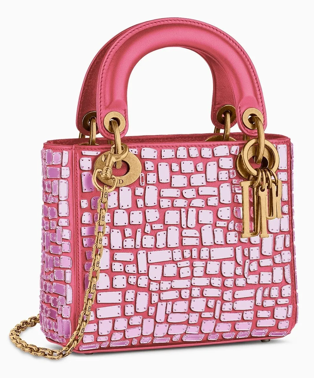 Mini Lady Mosaic Bag with Chain - Blue or Pink