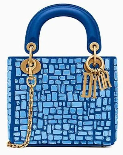 Mini Lady Mosaic Bag with Chain - Blue or Pink