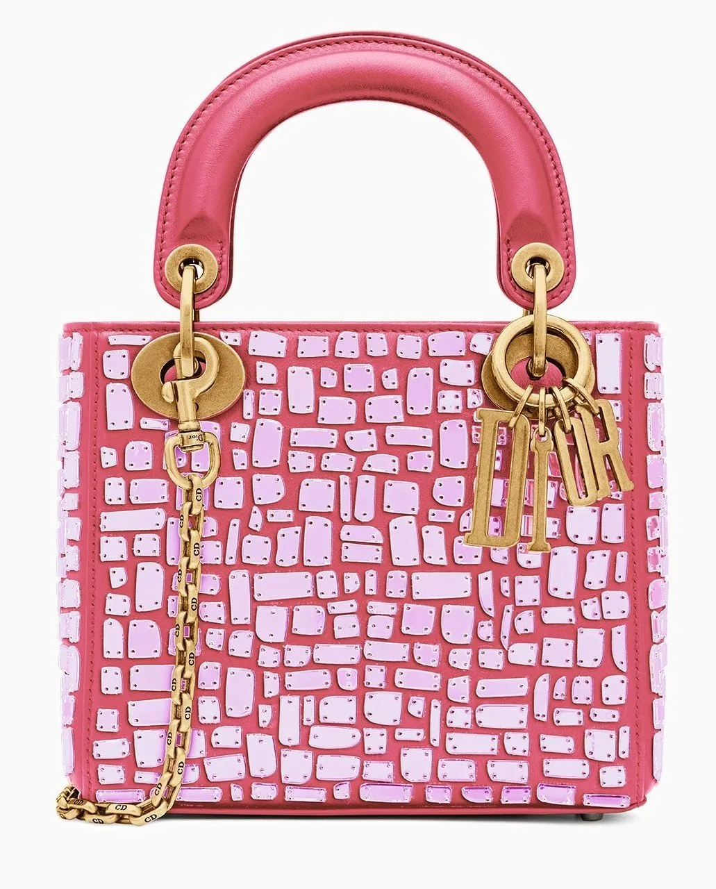 Mini Lady Mosaic Bag with Chain - Blue or Pink