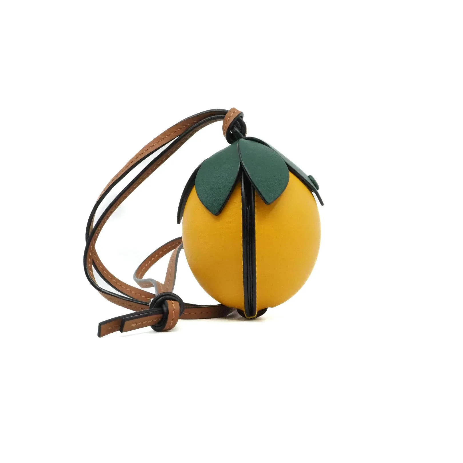 mini lemon pouch in leather lime/brown